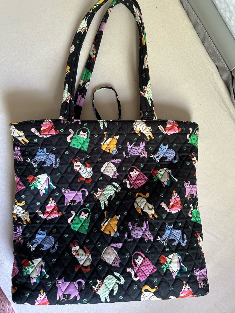 Vera Bradley Black Cat holiday shoulder tote bag